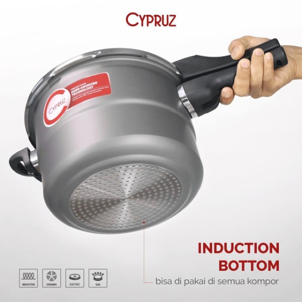 Cypruz Official - Cypruz Pressure Cooker With Bottom Induction 28cm PC-0412 XL GREY