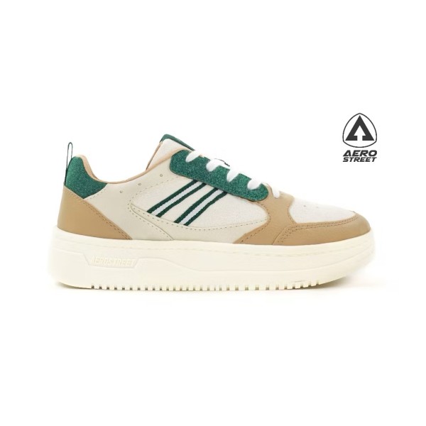 Aerostreet 37-44 Oxford Natural Hijau Tua Moka - Sepatu Sneakers
