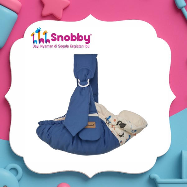SNOBBY BABY - Gendongan Bayi Samping Cocok u/ Newborn + Saku Print Cria Series - SBG 8042 ALL SIZE BIRU