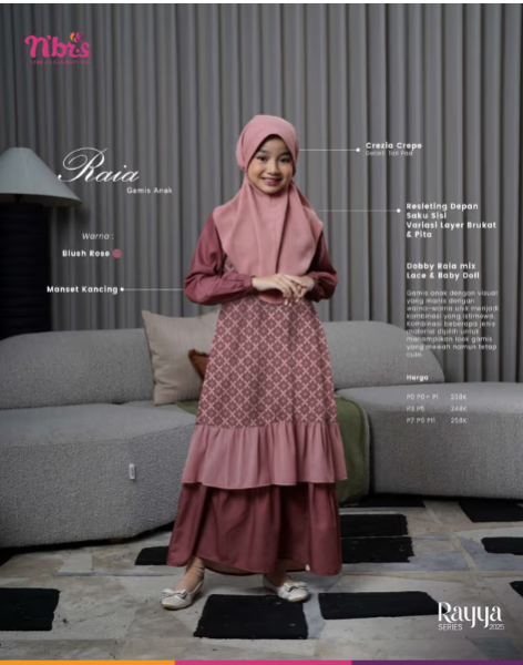 RAIA GAMIS ANAK BLUSH ROSE