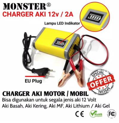CHARGER AKI MOTOR MOBIL ALAT CAS AKI MOTOR MOBIL