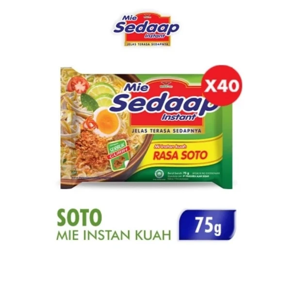 Mie Sedaap Mie Instan Soto 40 x 90 gr