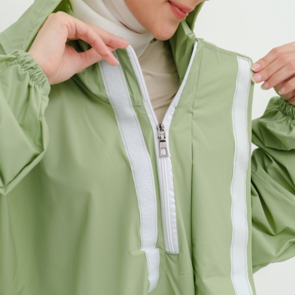 South Legend - Jas Hujan Wanita Gamis Muslimah Pastel Edition by Hijas Allsize Zipper Matcha