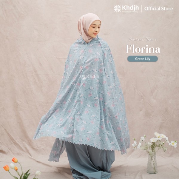 KhadijahLabel - Mukena Traveling Mukena Parasut Mukena Premium Jumbo Motif 2 in 1 Evelyn All Size Florina GreenLily