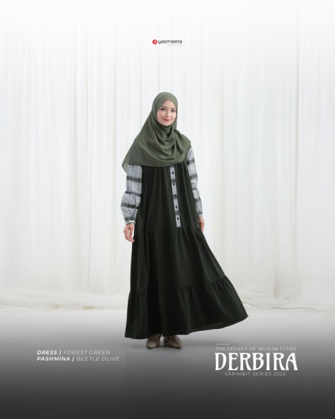 Yasmeera Official - SARIMBIT 2026 DERBIRA SERIES WARNA FOREST GREEN XS GAMIS IBU STYLE 1