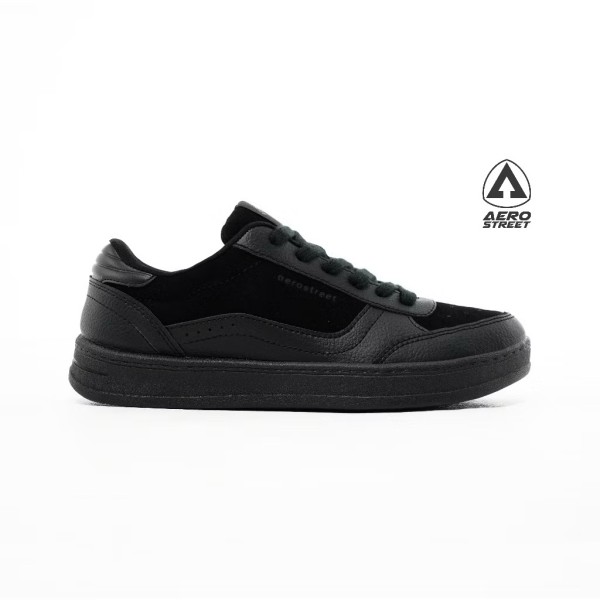 Aerostreet 37-44 Austin Hitam Hitam Hitam - Sepatu Sneakers Casual