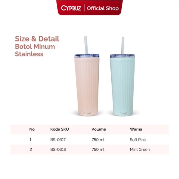 Cypruz Official - Cypruz Botol Minum Stainless Tahan Panas Dan Dingin 750ml Flow Pop EasySip Bottle Green BS-0318 L GREEN