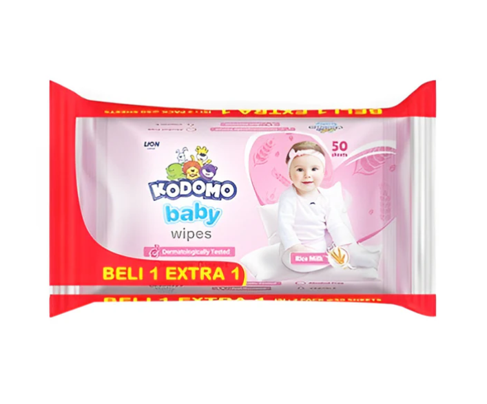 KODOMO BABY WIPES 50 SHEET PINK 1+1