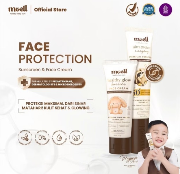 Moell Face Protection paket Sunscreen 30ml dan Face Cream 40ml