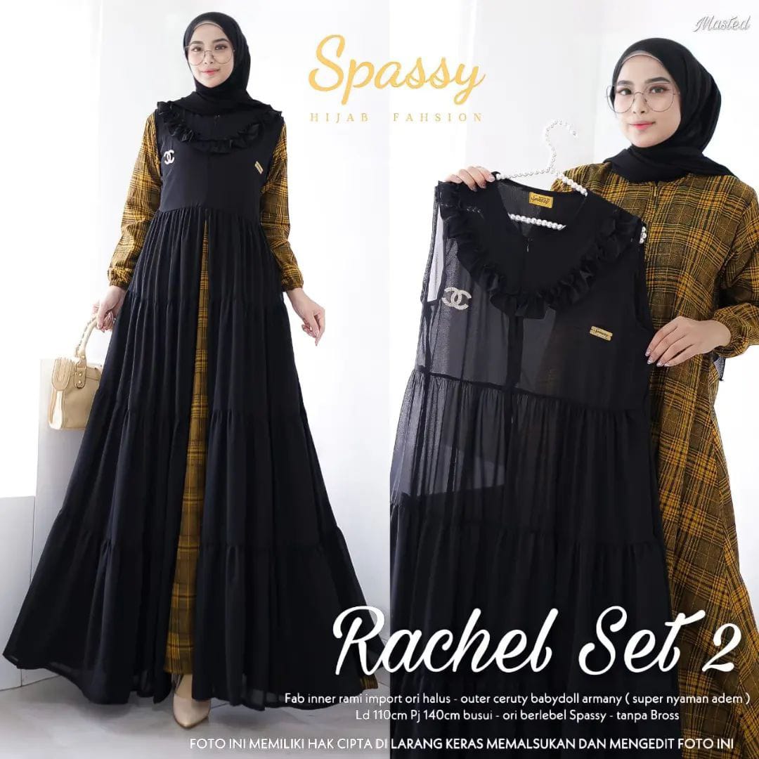 gamis RACHEL SET coklat hitam