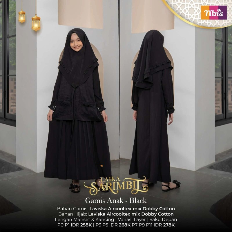 LAIKA SARIMBIT GAMIS ANAK BLACK