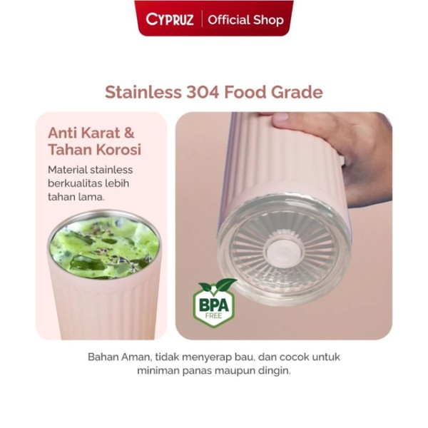 Cypruz Official - Cypruz Botol Minum Stainless Tahan Panas Dan Dingin 750ml Flow Pop EasySip Bottle Pink BS-0317 L PINK