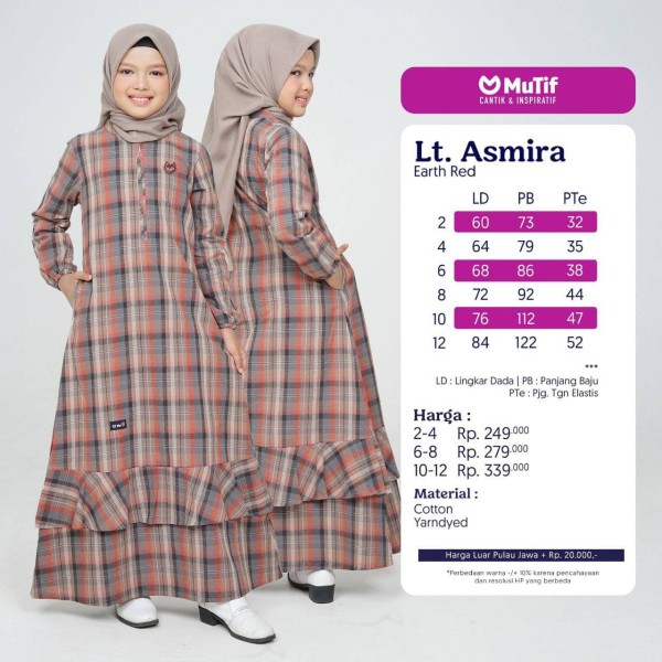 GAMIS ASMIRA EARTH RED ANAK BY MUTIF