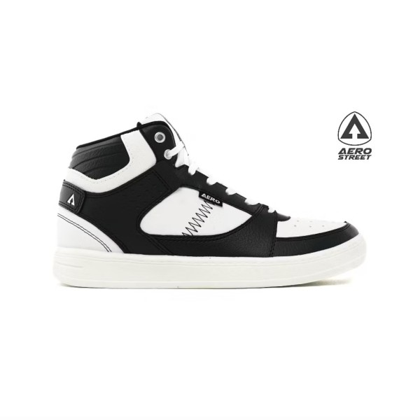 Aerostreet 37-44 Hoops High 2.0 Putih Hitam Putih - Sepatu Sneakers Casual