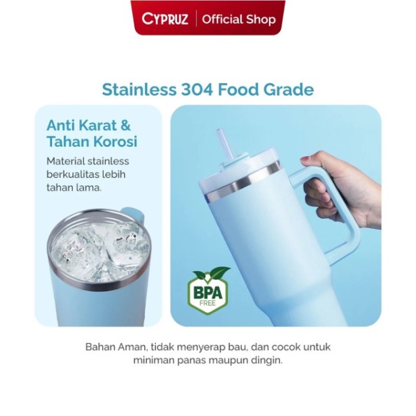 Cypruz Botol Minum Stainless Tahan Panas Dan Dingin 1200ml - Flow Pop Go Bottle Series BS-0316 L BIRU