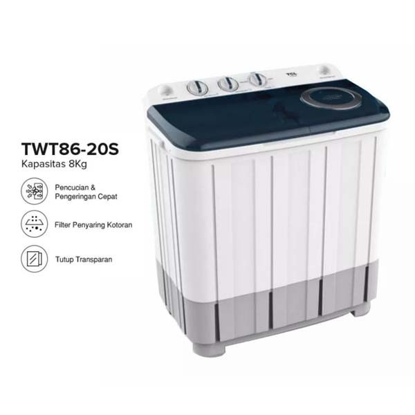 Mesin Cuci TCL 2 Tabung 8kg TWT 86 20S