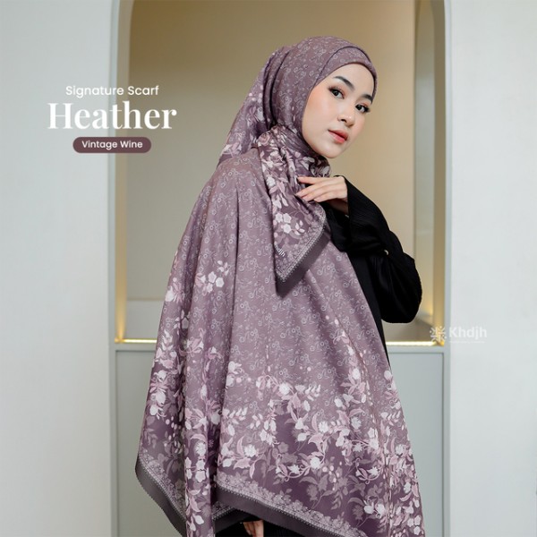 KhadijahLabel - Hijab Jilbab Segi Empat Hijab Voal Scarf Premium Hijab Motif Terbaru Heather 115x115cm Heather Vintage Wine