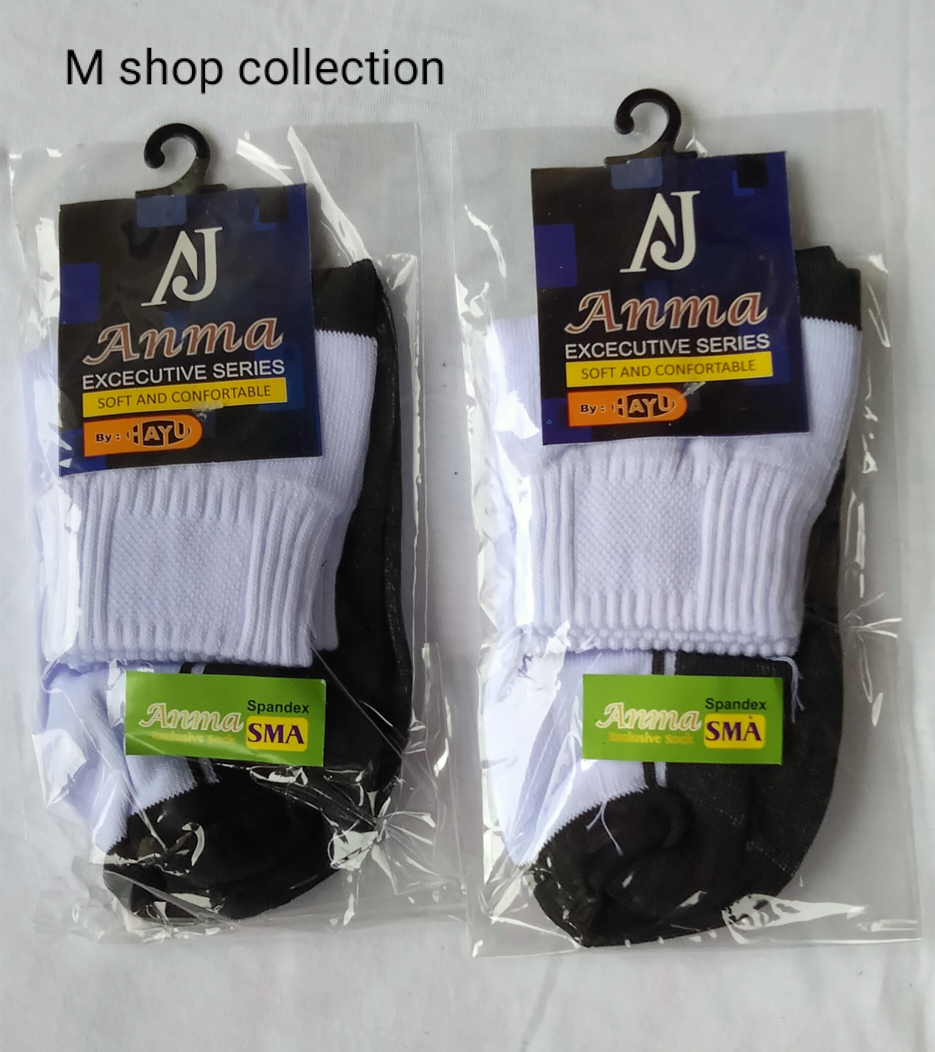 Kaos kaki sma pendek putih telapak hitam