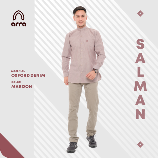 Arra - [PO] Baju Koko Salman Koko Daily Maroon