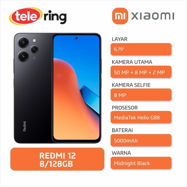 TELE RING - XIAOMI REDMI 12 8/128GB MIDNIGHT BLACK