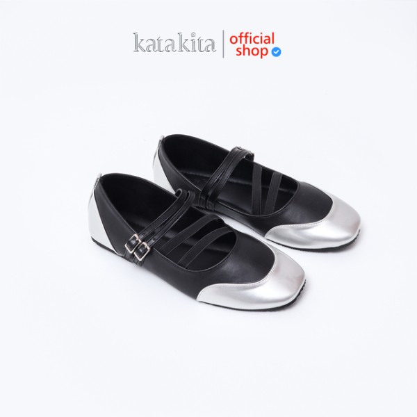 Katakita Sepatu Flat Rosa Flatshoes Black Silver