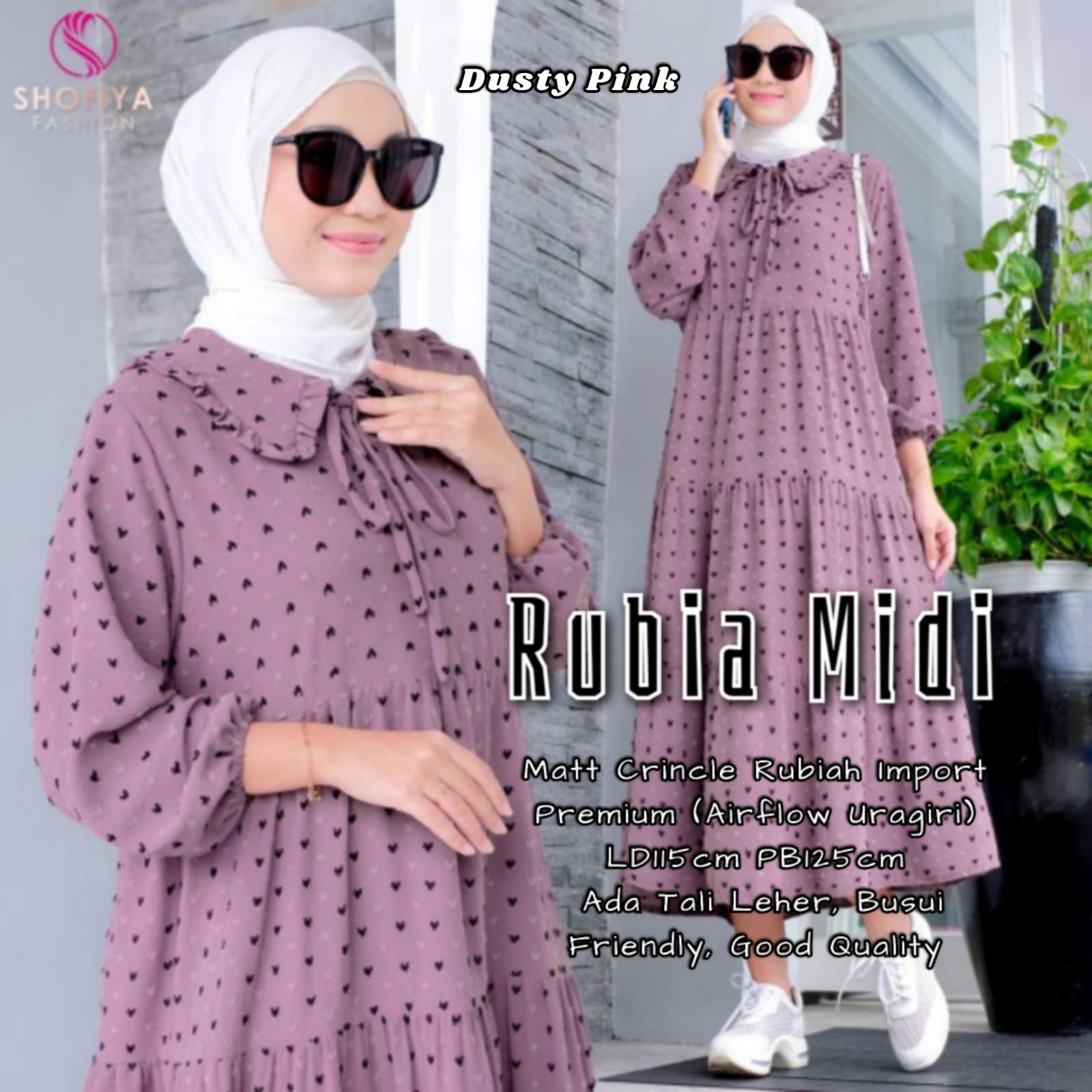 gamis RUBIA MIDI DRESS dusty pink