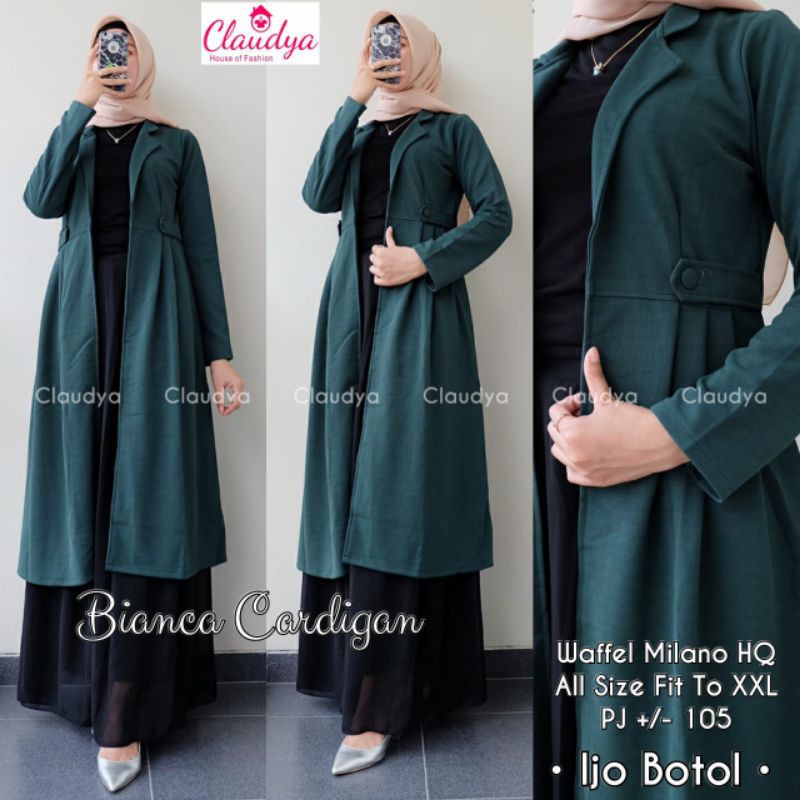 gamis BIANCA CARDIGAN ijo botol