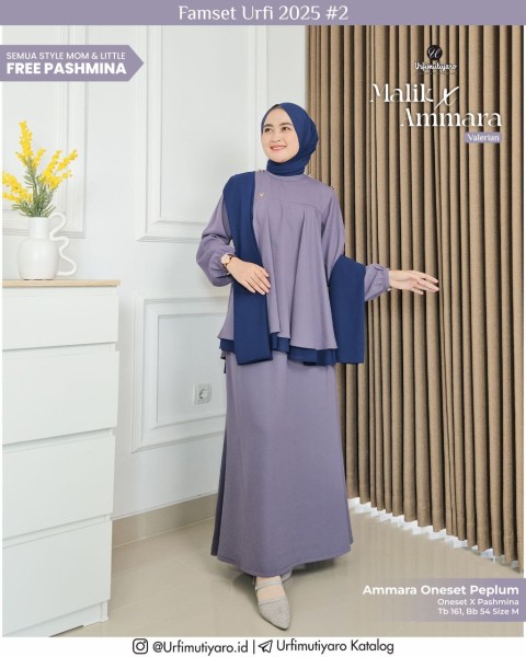 AMMARA ONE SET PEPLUM VALERIAN (FREE PASHMINA)