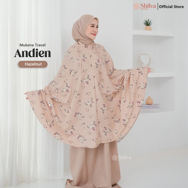 KhadijahLabel - Mukena Traveling Dewasa Terbaru 2 in 1 Resleting Katun Mikro Motif Andien All Size Hazelnut