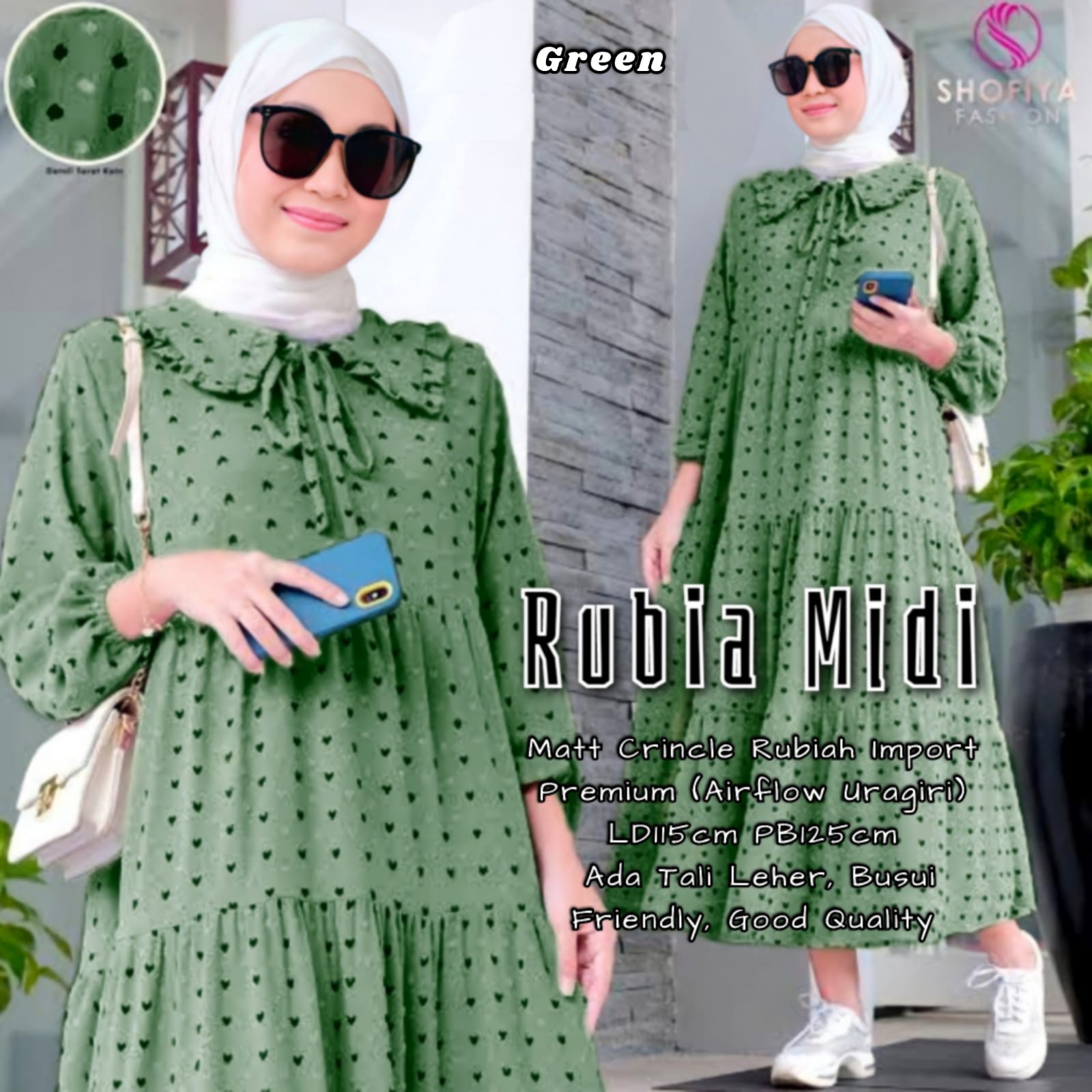 gamis RUBIA MIDI DRESS green