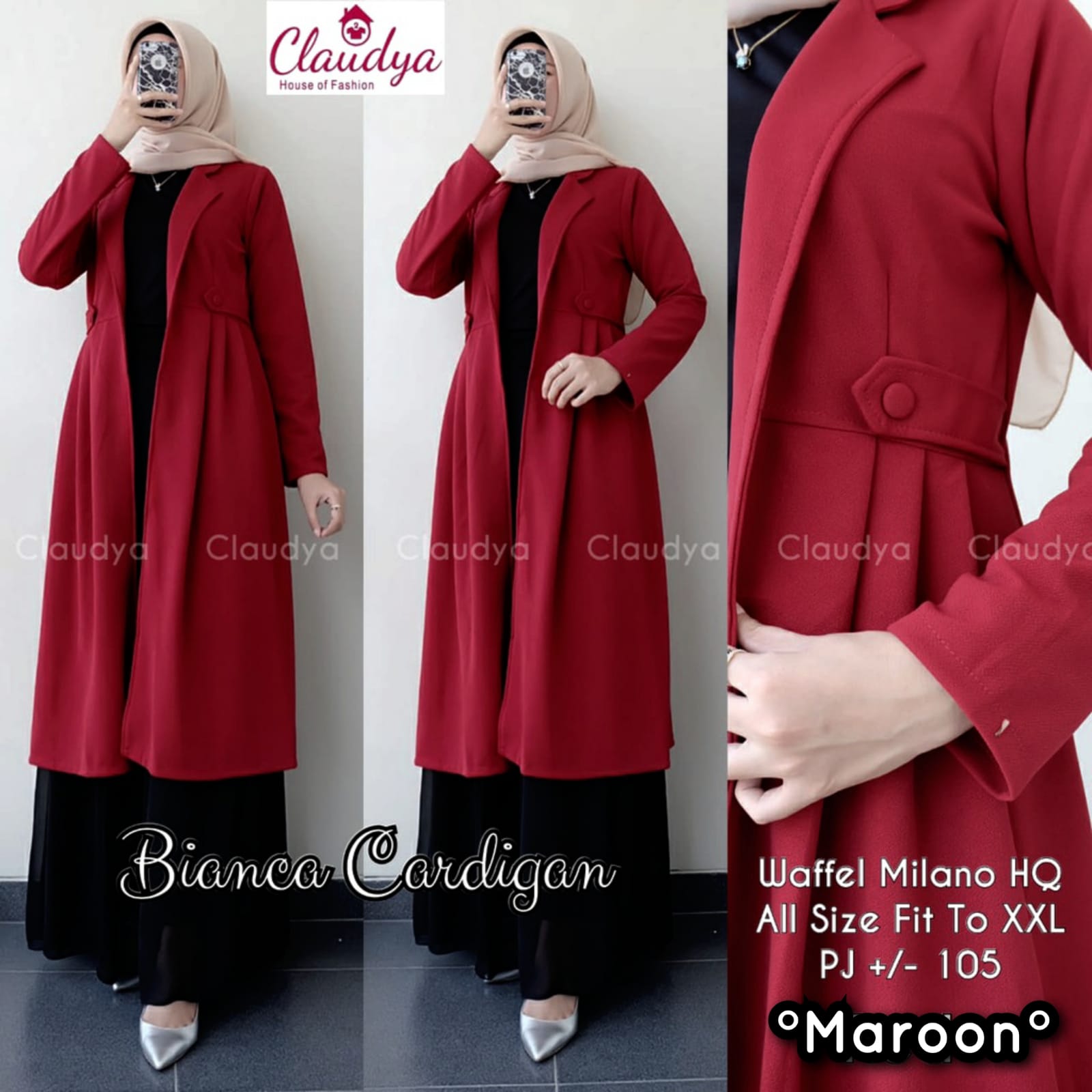gamis BIANCA CARDIGAN maroon